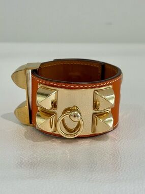 Hermes Epsom Collier de Chien CDC Bracelet S Orange